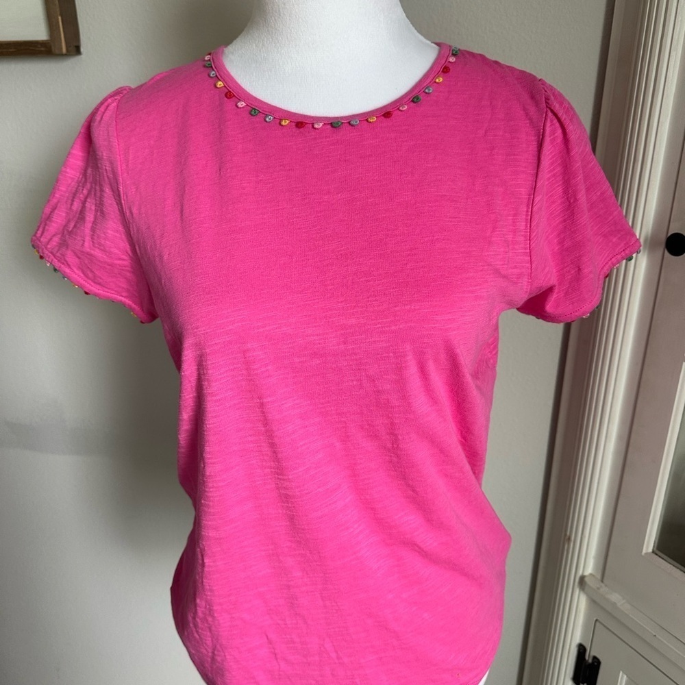 Mini Boden Pink Embellished Short Sleeve Tee
